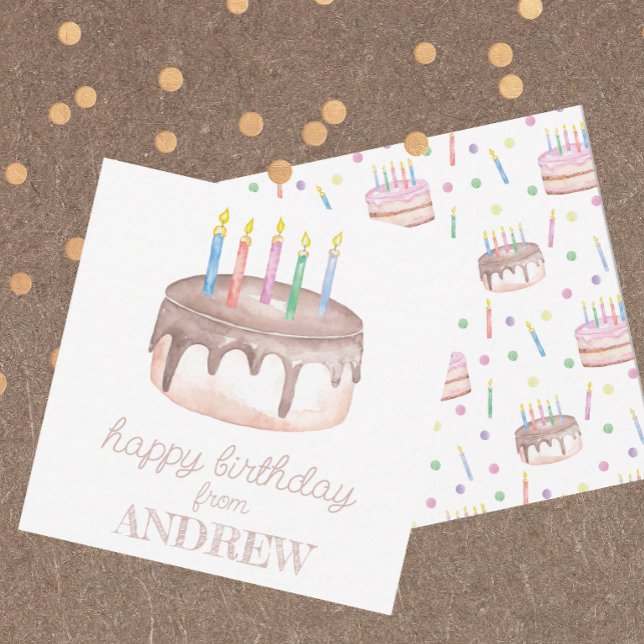 Watercolor Birthday Cake Gift Enclosure Card (Creator Uploaded)