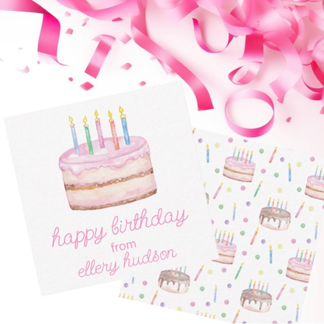 Watercolor Birthday Cake Gift Enclosure Card (Creator Uploaded)