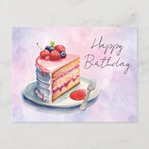 Watercolor Birthday Cake Greeting Card