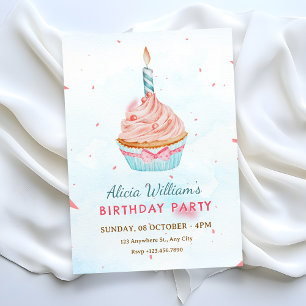 WATERCOLOR BIRTHDAY CAKE  INVITATION