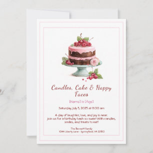 Watercolor Birthday Cake Invitation – chocolate