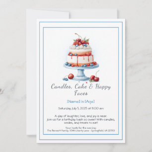 Watercolor Birthday Cake Invitation – Sweet 