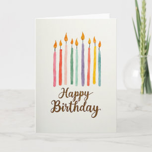 Watercolor Birthday Candles Card