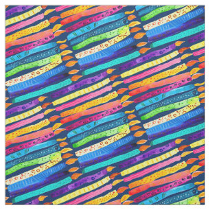 Watercolor birthday candles colourful fabric