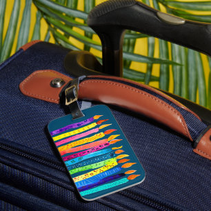 Watercolor birthday candles colourful luggage tag