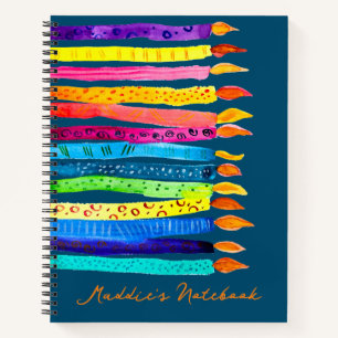 Watercolor birthday candles colourful notebook