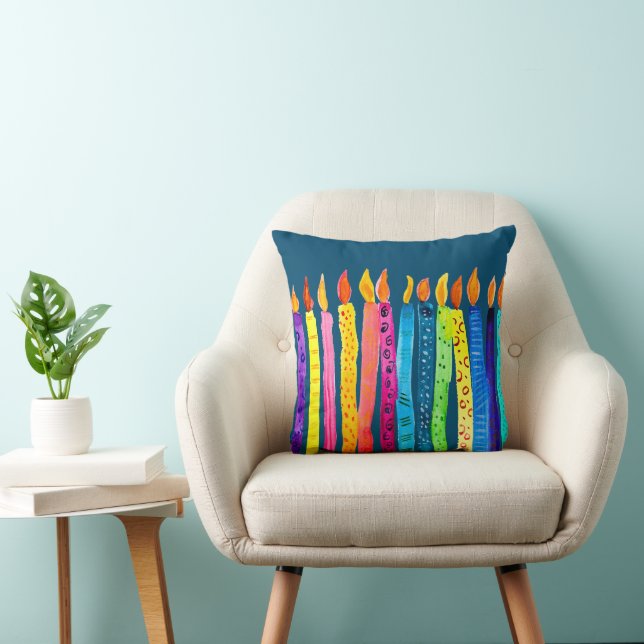 Watercolor birthday candles cushion (Chair)