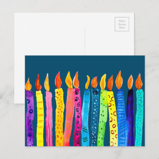 Watercolor birthday candles postcard