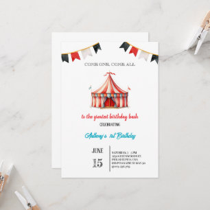 watercolor birthday circus carnival festival invitation