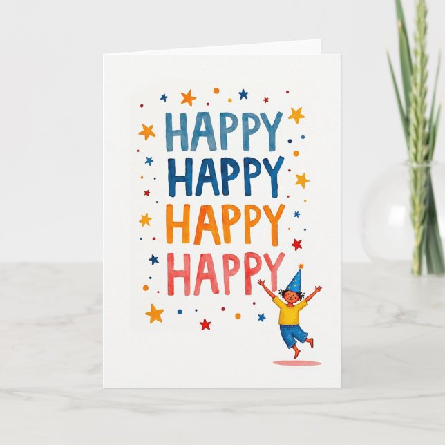 Watercolor Birthday Fun Card (Front)