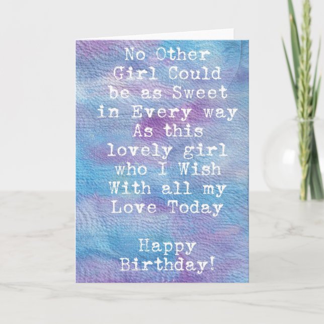 Watercolor Birthday Girl Card (Front)