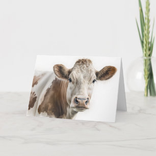 Watercolor Birthday Hereford Cow Card