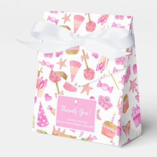 Watercolor Birthday Pink Pattern Thank You Favour Box