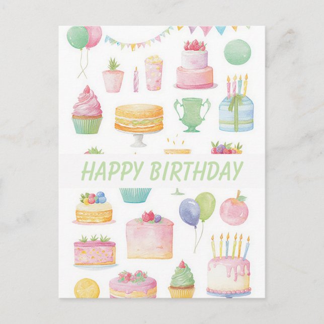 Watercolor Birthday Postcard (Front)