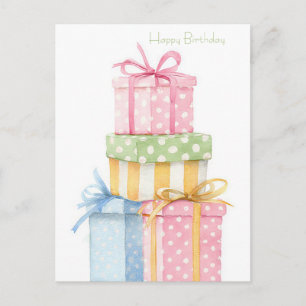 Watercolor Birthday Postcard