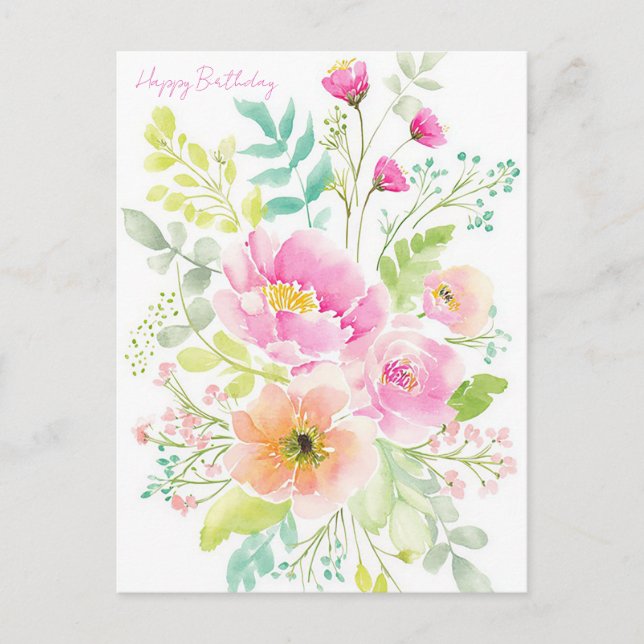 Watercolor Birthday Postcard (Front)