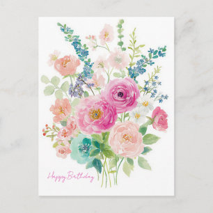 Watercolor Birthday Postcard