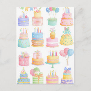 Watercolor Birthday Postcard