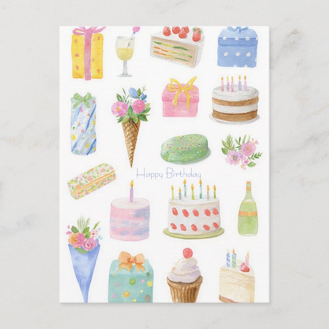 Watercolor Birthday Postcard (Front)