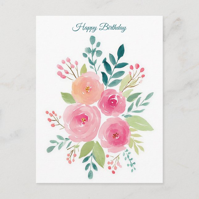 Watercolor Birthday Postcard (Front)