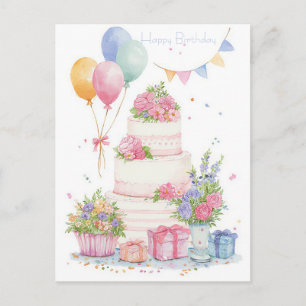 Watercolor Birthday Postcard
