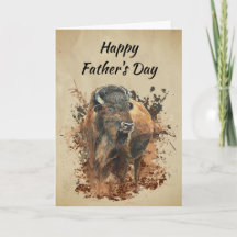 Watercolor Bison Buffalo Animal Wildlife Nature