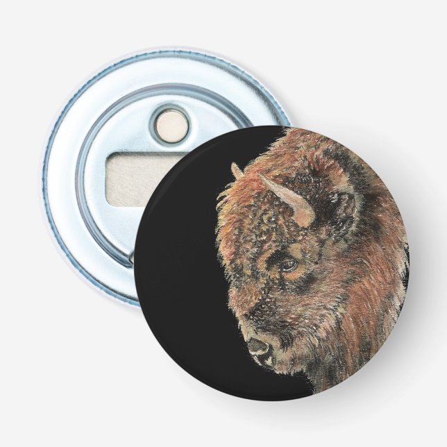 Watercolor Bison Buffalo Wildlife Animal Nature Bottle Opener (Front)