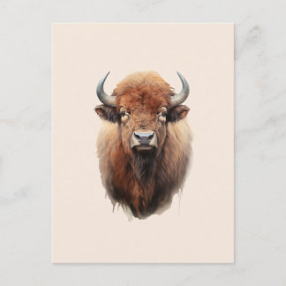 Watercolor Bison Portrait Postcard