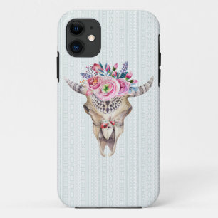 Watercolor Bison Skull With Flowers Case-Mate iPhone Case