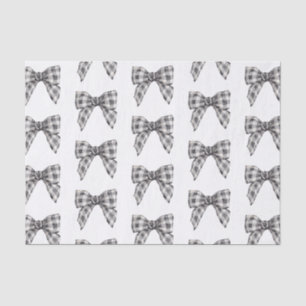 Watercolor Black and White Buffalo Plaid Bow Tissue Paper