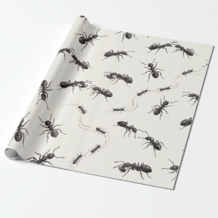 Watercolor Black Ants Minimalist Insect Pattern Wrapping Paper
