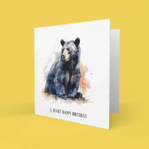 Watercolor Black Bear Woodland Art, custom