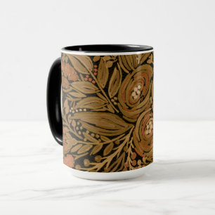 watercolor black brown floral pattern black, brown mug