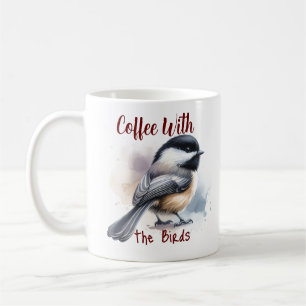 Watercolor Black Cap Birds Personalise Coffee Mug