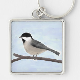 Watercolor Black-capped Chickadee Keychain