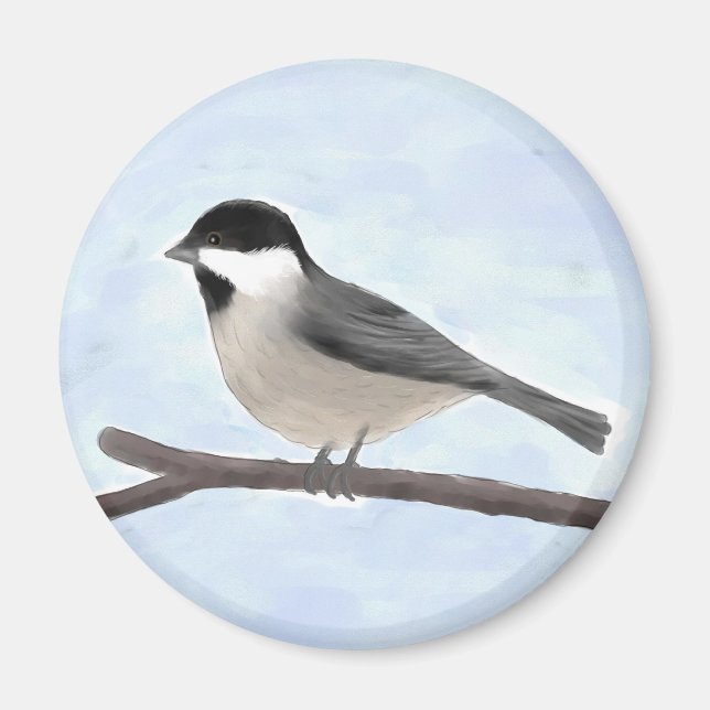 Watercolor Black-capped Chickadee Magnet (Front)