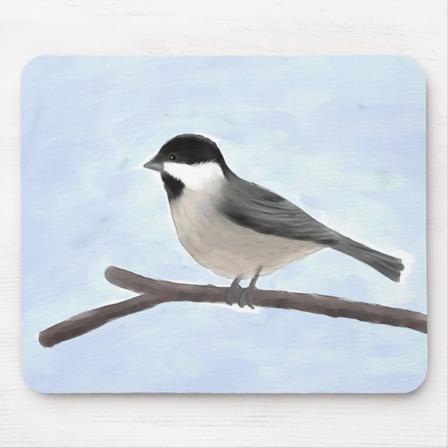 Watercolor Black-capped Chickadee Mousepad (Front)