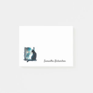 Watercolor Black Cat Moon Silhouette Post-it Notes