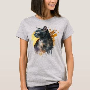 Watercolor Black Cat T-Shirt