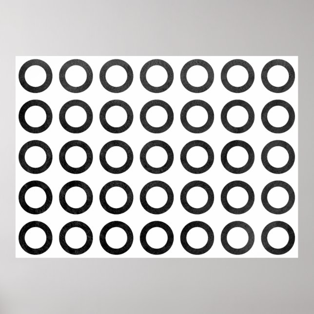 Watercolor black circles on white background. Blac Poster (Front)