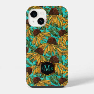 Watercolor Black Eyed Susans Floral Monogram iPhone 14 Case