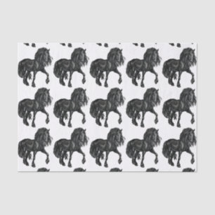Watercolor Black Friesian Horse tissue Paper