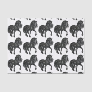 Watercolor Black Friesian Horse tissue Tissue Paper