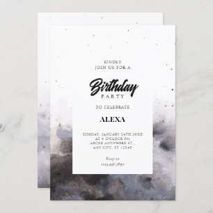 Watercolor Black gray fog birthday Invitation