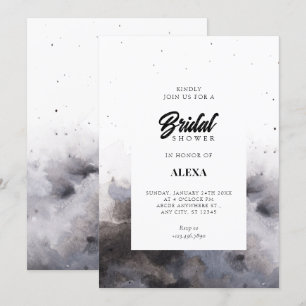 Watercolor Black grey fog bridal shower  Invitation