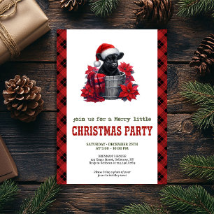 Watercolor black highland cow in bucket Christmas Invitation