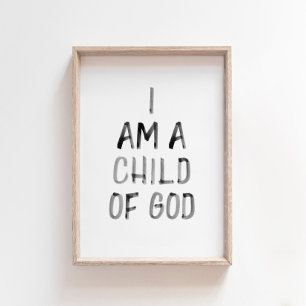 Watercolor black I am a Child of God print