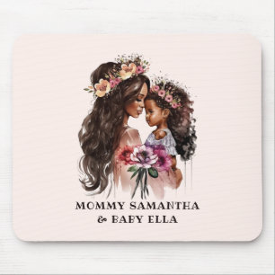 Watercolor Black Mum and Daughter (5) Mouse Pad