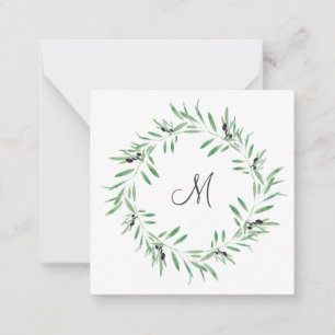 Watercolor Black Olive Wreath Card
