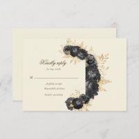 watercolor black roses floral RSVP Response Card